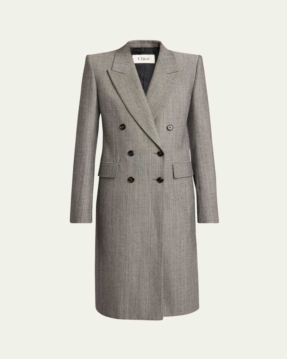 Tweed Double-Breasted Wool Coat