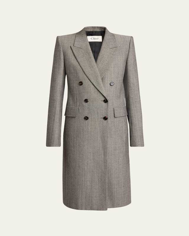 Tweed Double-Breasted Wool Coat