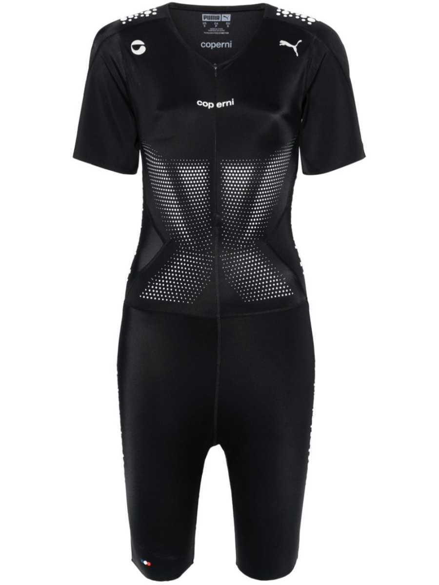 x PUMA rubberised-logo playsuit