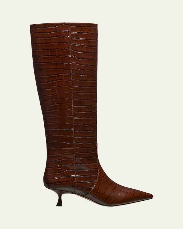 Naomi Tall Croco Kitten Boots