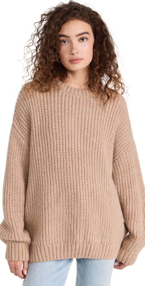 ANINE BING Sydney Crew Sweater Camel