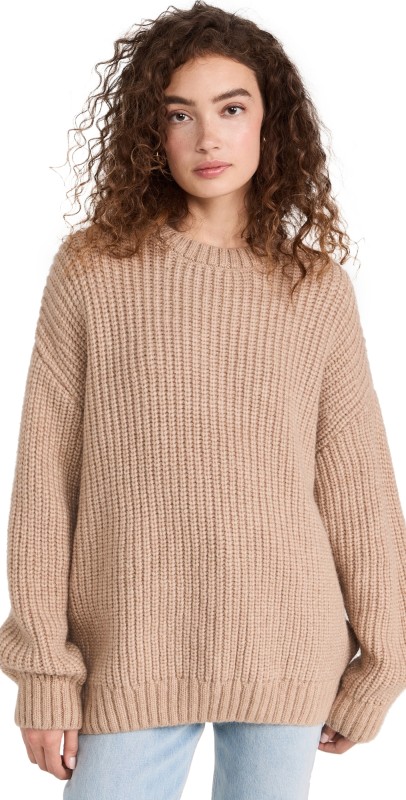 ANINE BING Sydney Crew Sweater Camel