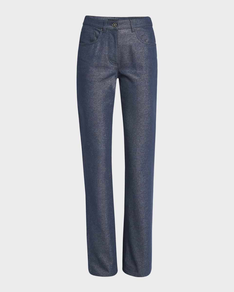 Bootleg Denim Jeans with Logo Embroidery