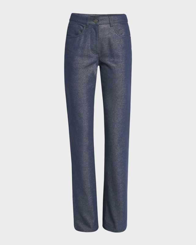 Bootleg Denim Jeans with Logo Embroidery