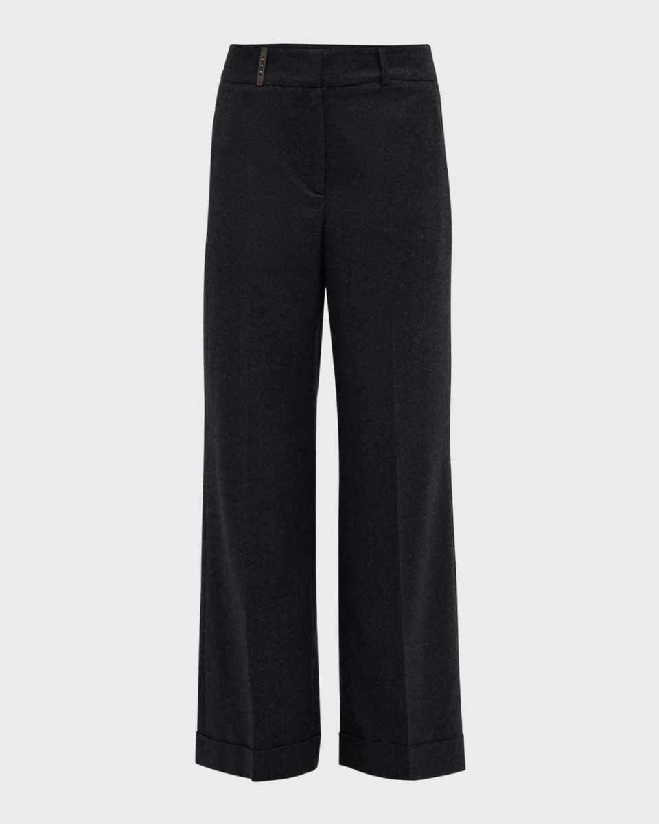 Pleated High-Rise Check-Print Palazzo Pants