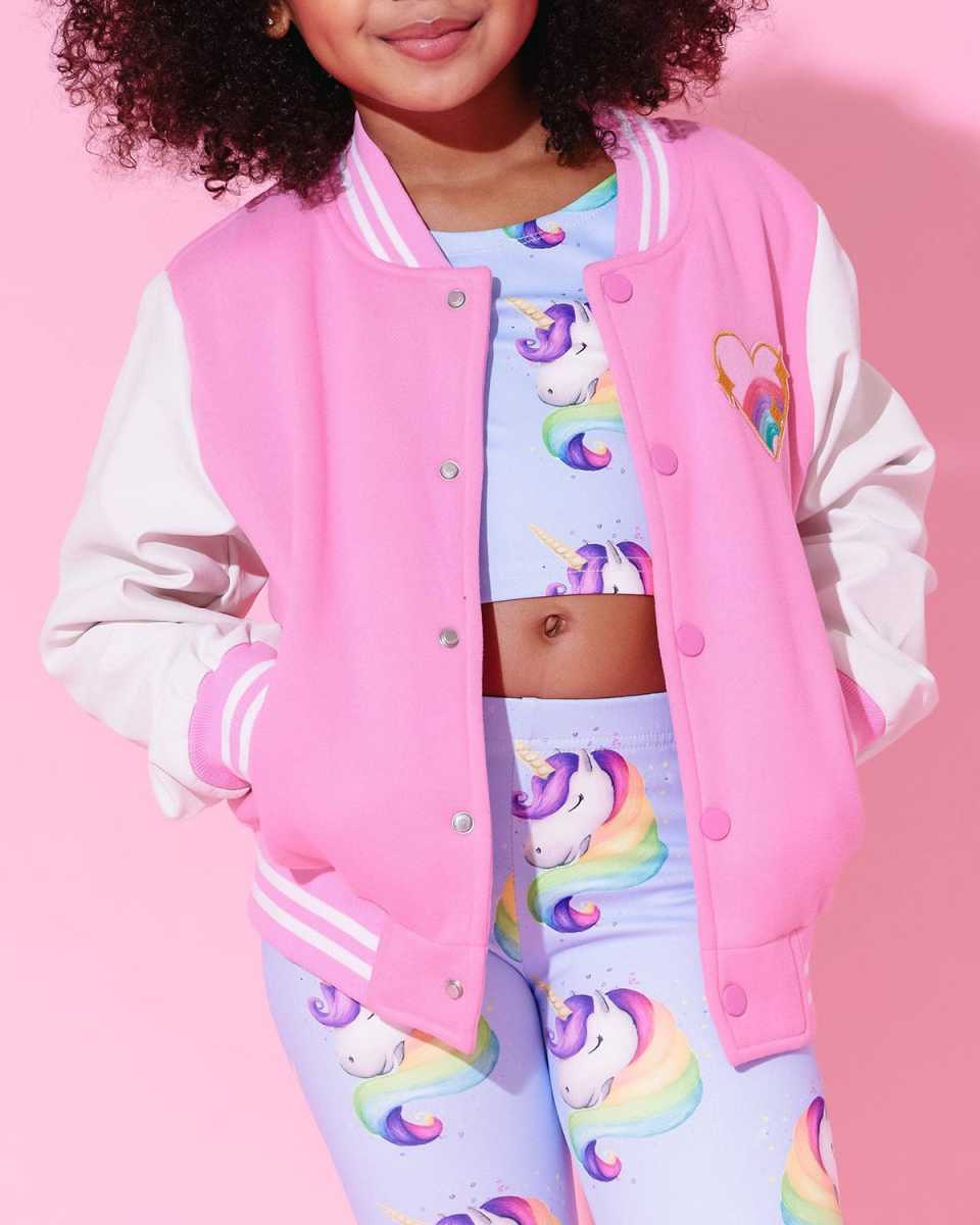 Girl's Good Vibes Sequin Varsity Bomber Jacket, Size 2-14