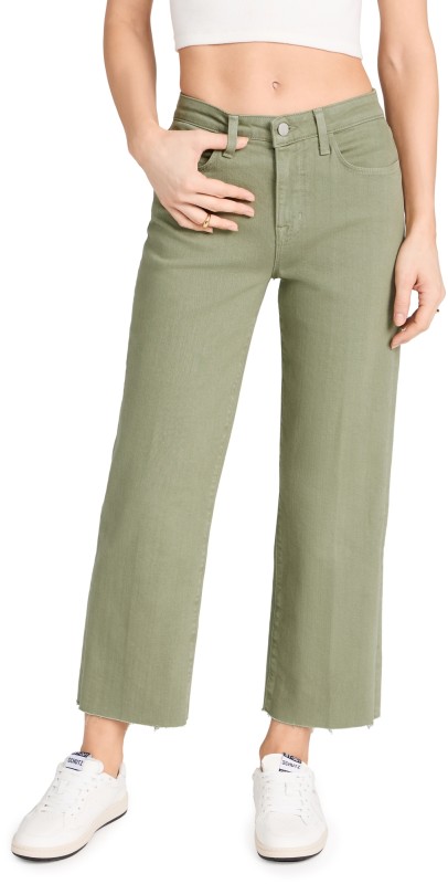 L'AGENCE Wanda Crop Wide Leg Pants Soft Army