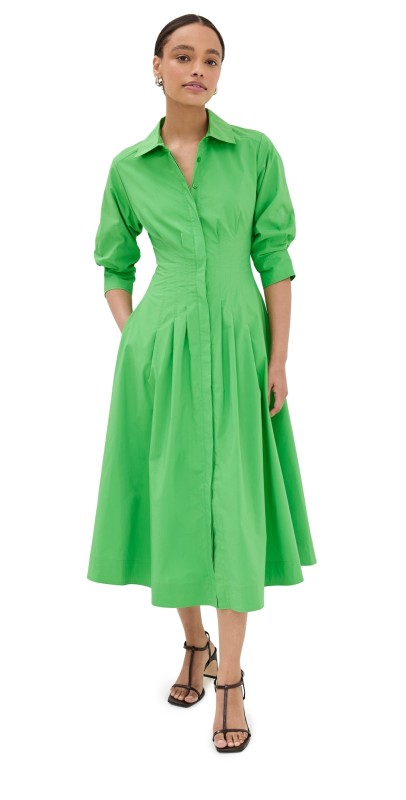 SIMKHAI Jazz Pintuck Midi Dress Parakeet