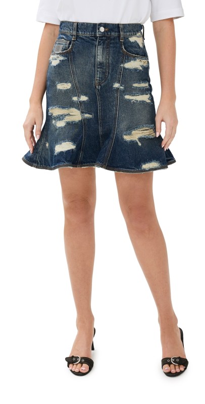 Marc Jacobs Rip & Repair Fluted Mini Skirt Punk Indigo