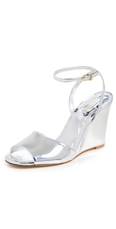 Larroudé Yves Wedge Sandals Silver