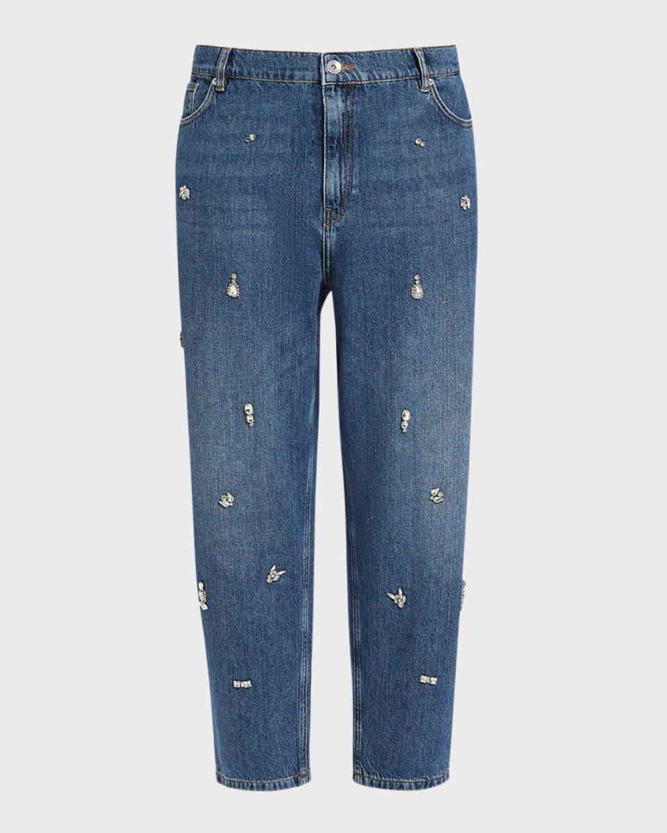 Plus Size Uvina Crop Rhinestone Denim Jeans
