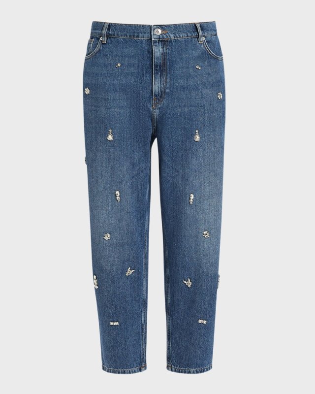 Plus Size Uvina Crop Rhinestone Denim Jeans