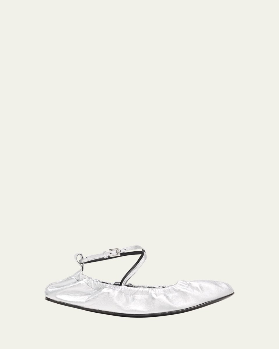 Maia Lambskin Ankle-Strap Ballerina Flats
