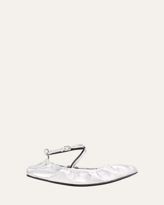 Maia Lambskin Ankle-Strap Ballerina Flats