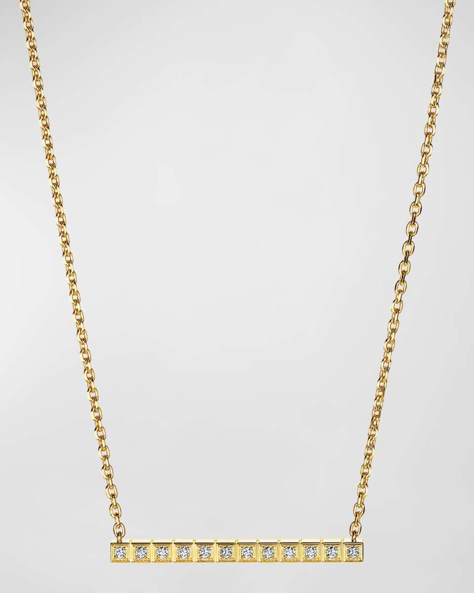 Ice Cube 18K Yellow Gold Diamond Bar Necklace