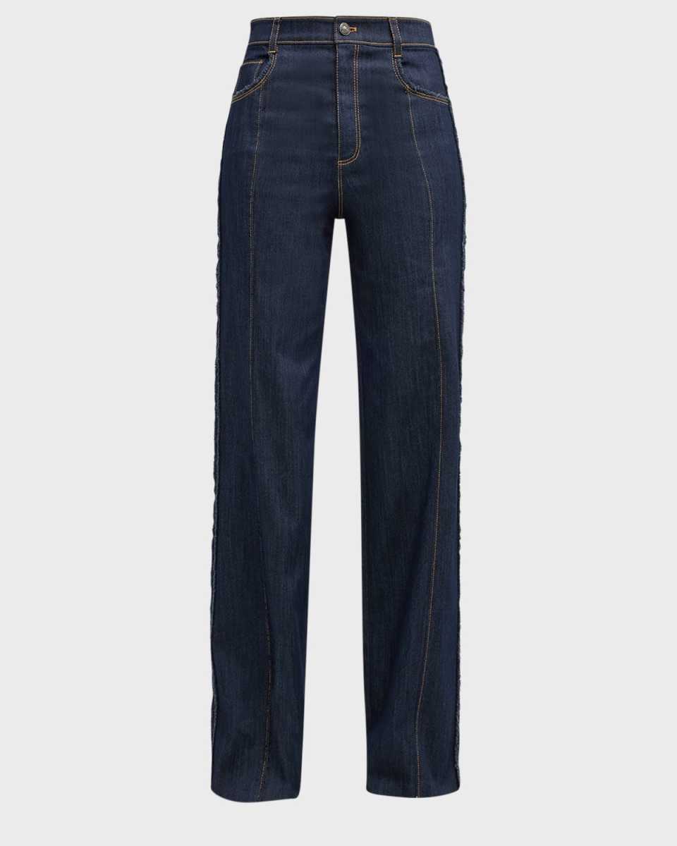 Francine Topstitched High-Rise Straight-Leg Pants