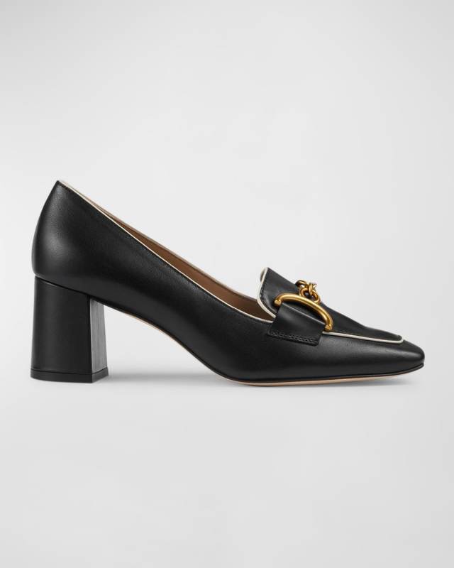 Samantha Leather Chain Loafer Pumps