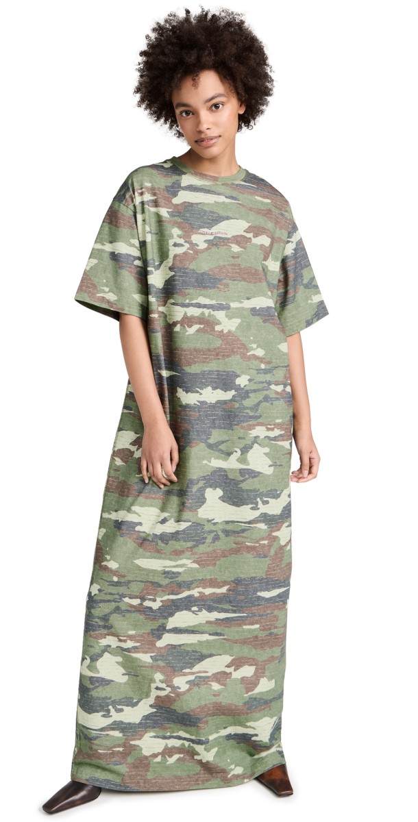 Acne Studios Jersey Maxi Dress Khaki Green