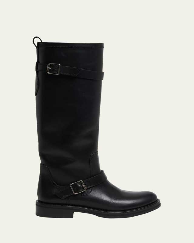 Biork Leather Buckle Biker Boots