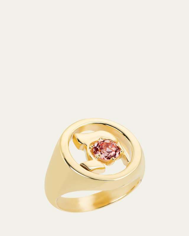 18K Gold Hebrew TAV Initial Signet Ring