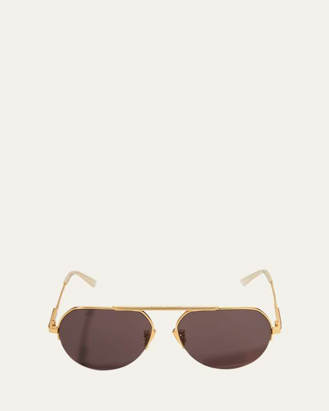 Half-Rimmed Metal Aviator Sunglasses