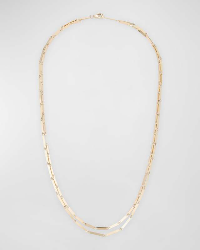 14K Yellow Gold Laser Mini Rectangle Double-Strand Necklace, 17.5"