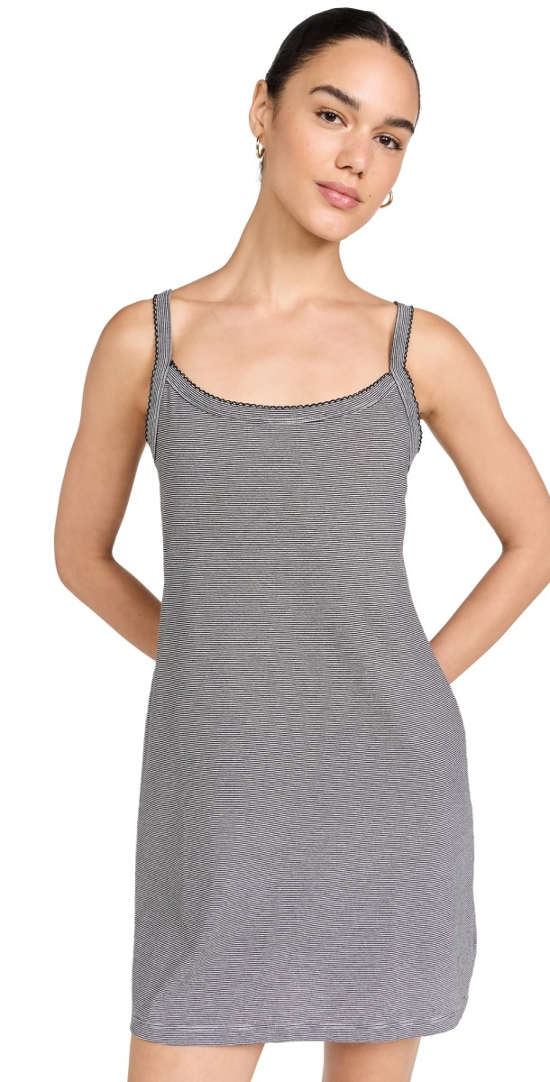 DONNI. The Jersey Stripe Spaghetti Tank Dress Jet Stripe