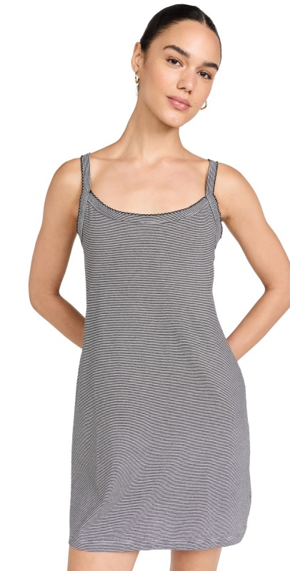 DONNI. The Jersey Stripe Spaghetti Tank Dress Jet Stripe