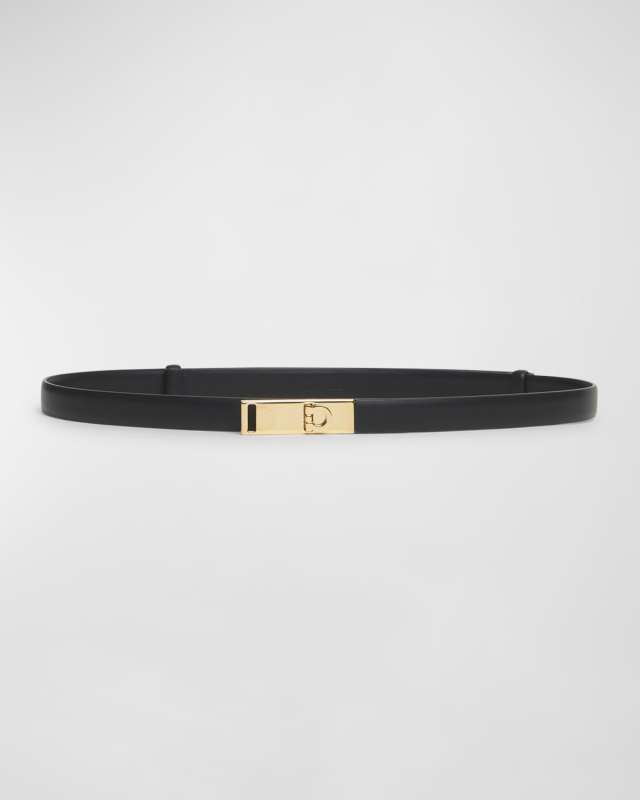 Hug Black Leather Skinny Belt