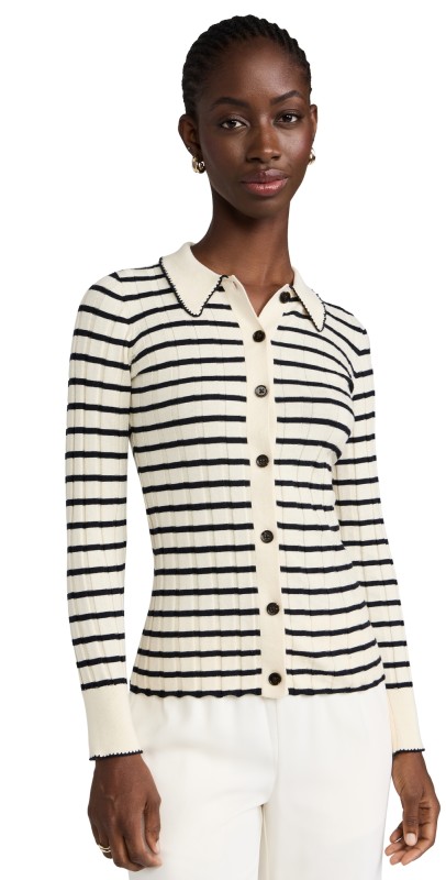 RAILS Aurelia Cardigan Ivory Navy Stripe