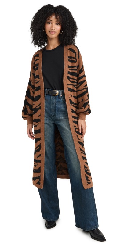 Line & Dot Around Town Cardigan Mocha and Black