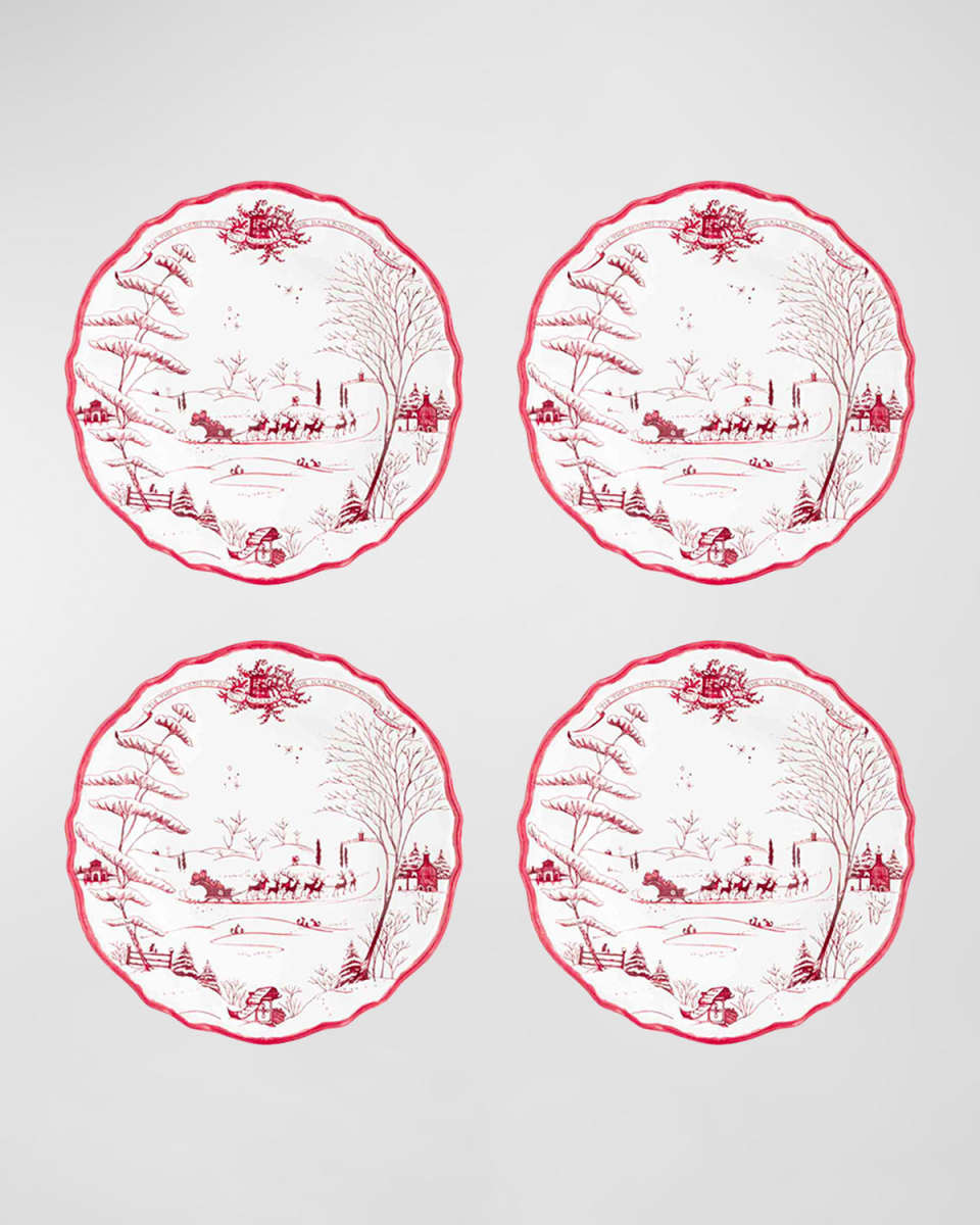 Country Estate Winter Frolic Melamine Dessert/Salad Plates, Set of 4