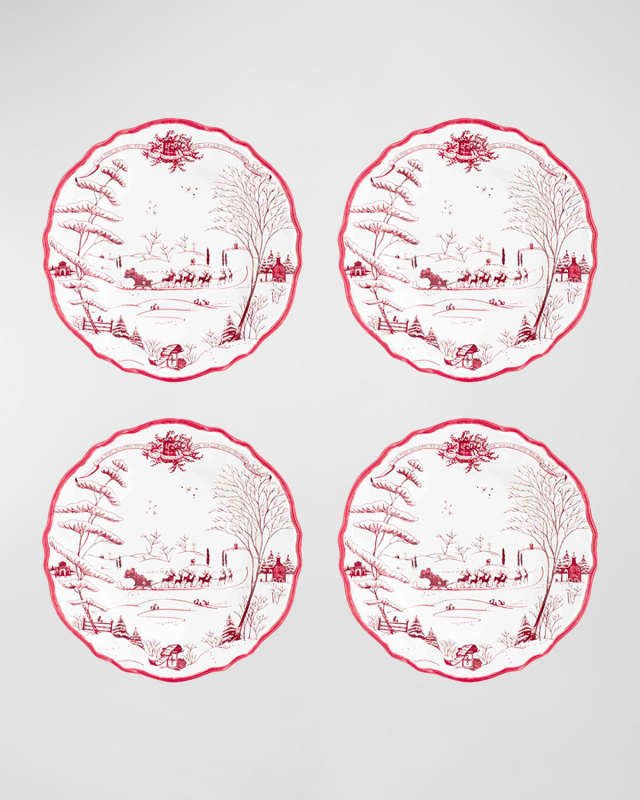 Country Estate Winter Frolic Melamine Dessert/Salad Plates, Set of 4