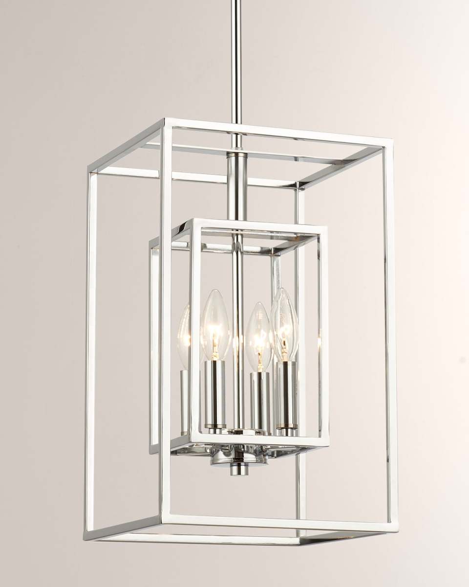 Industrial 10" Rectangular Chrome Chandelier