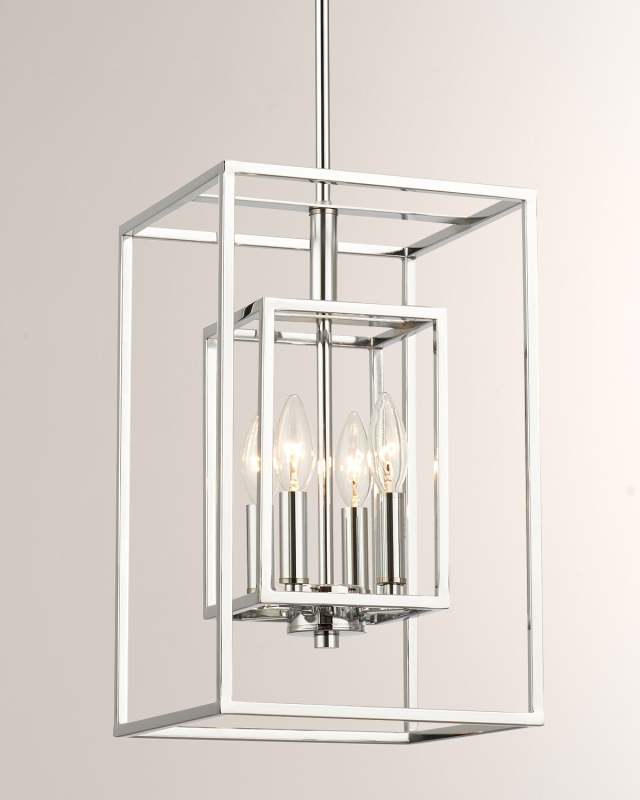 Industrial 10" Rectangular Chrome Chandelier
