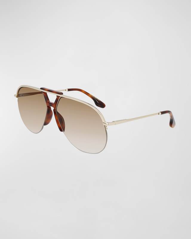 Classic Semi-Rimless Metal Aviator Sunglasses