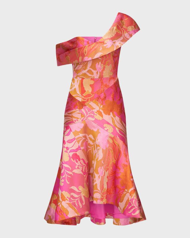 Drew Floral Patchwork High-Low Cocktail Dress
