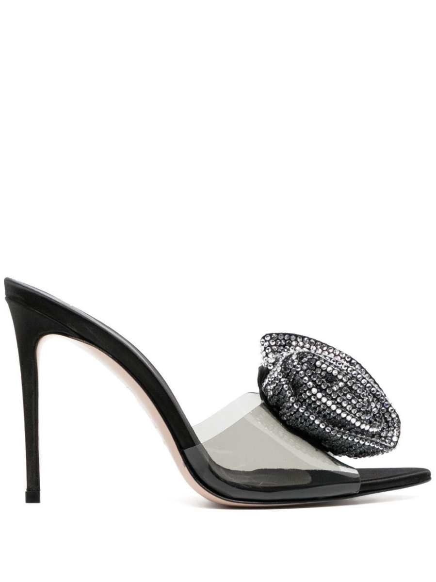 Rose 100mm crystal-embellished mules