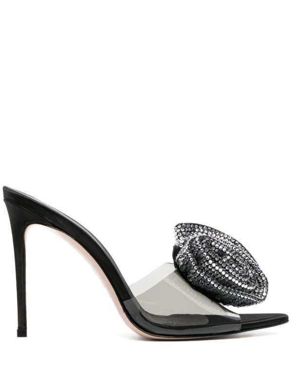 Rose 100mm crystal-embellished mules