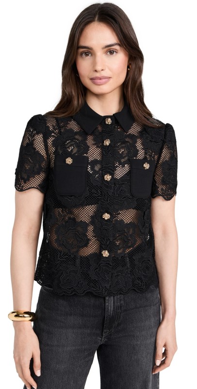 Self Portrait Black Lace Top Black