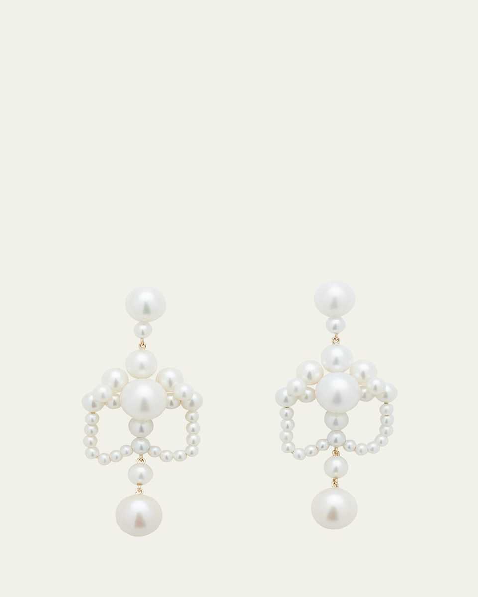 Grand Chateau de Perles Chandelier Earrings with Freshwater Pearls in 14K Yellow Gold
