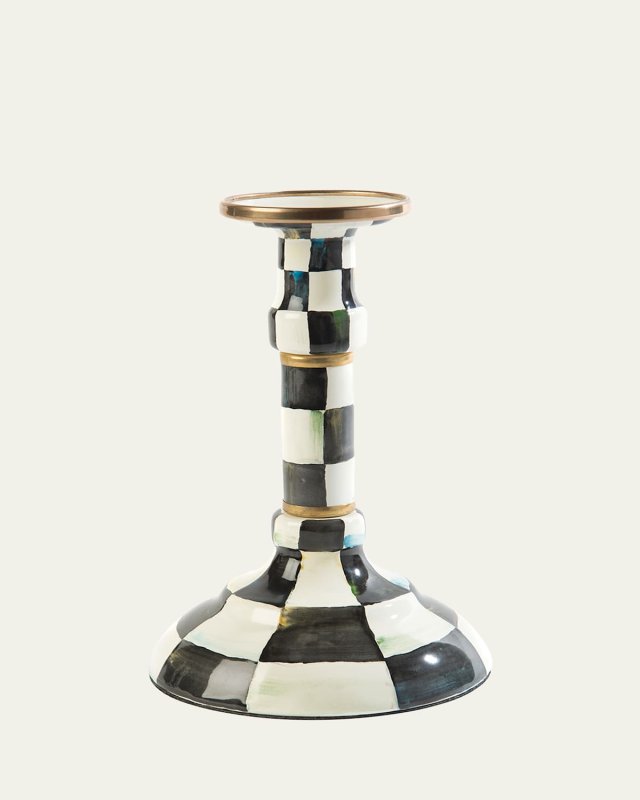 Courtly Check Enamel Medium Candlestick Holder