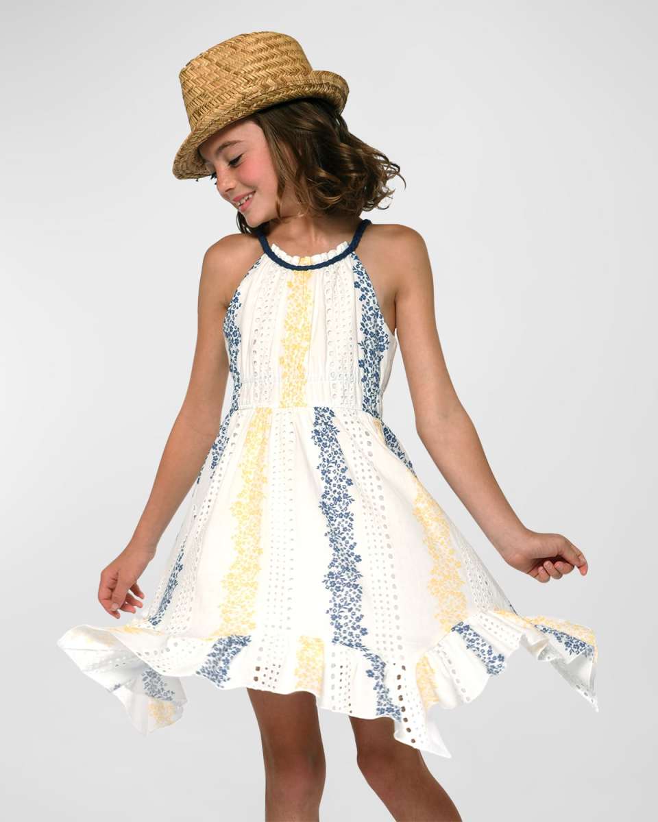 Girl's Halter Floral-Print Sundress, Size 7-14
