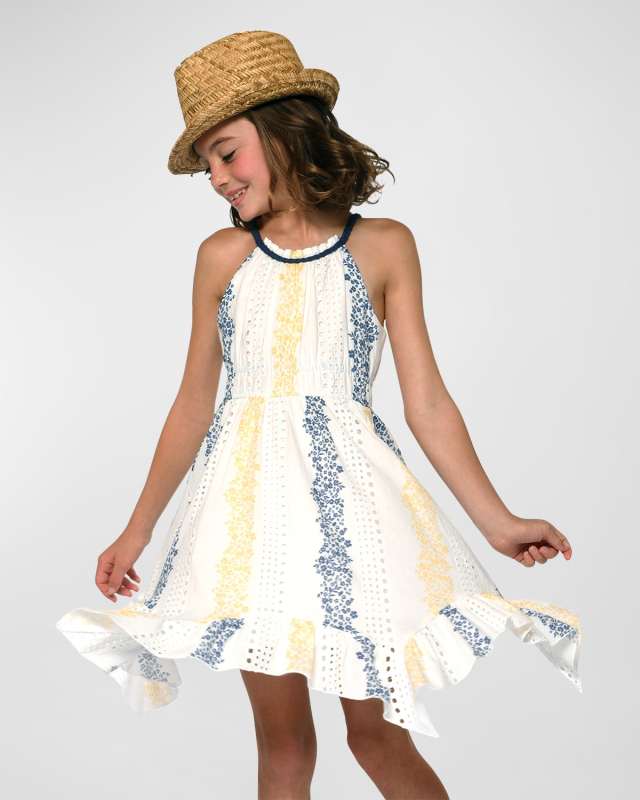 Girl's Halter Floral-Print Sundress, Size 7-14