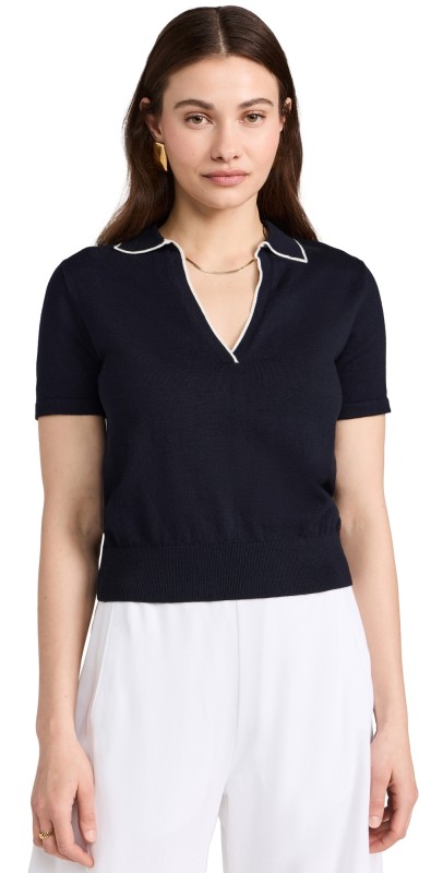 Wyeth Sterling Knit Polo Navy
