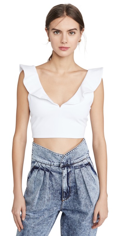 Susana Monaco Ruffled Crop Top Sugar