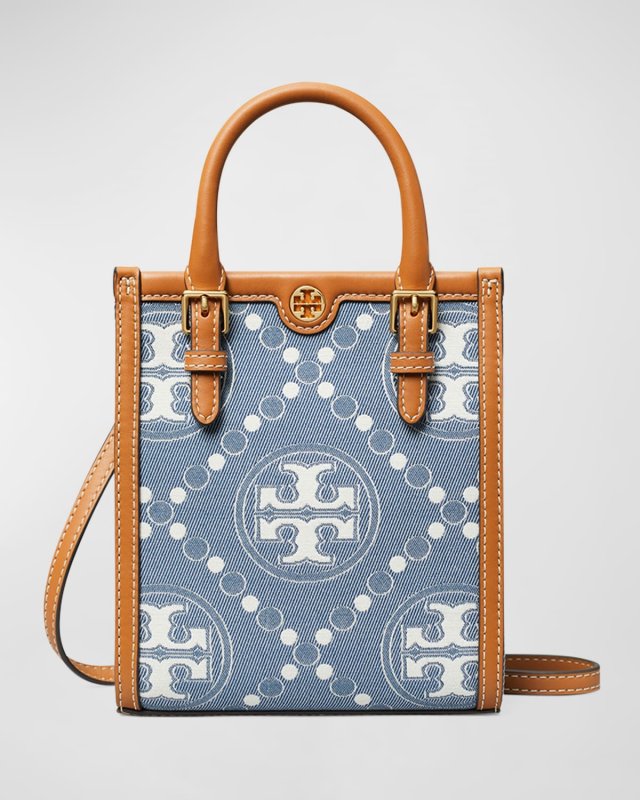 T Monogram Mini Denim Tote Bag