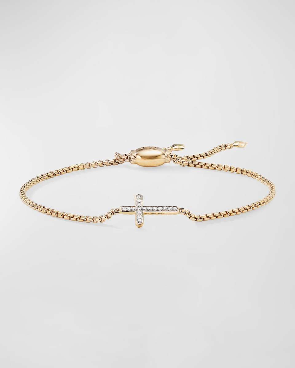 18K Gold Petite Sideways Diamond Cross Bracelet