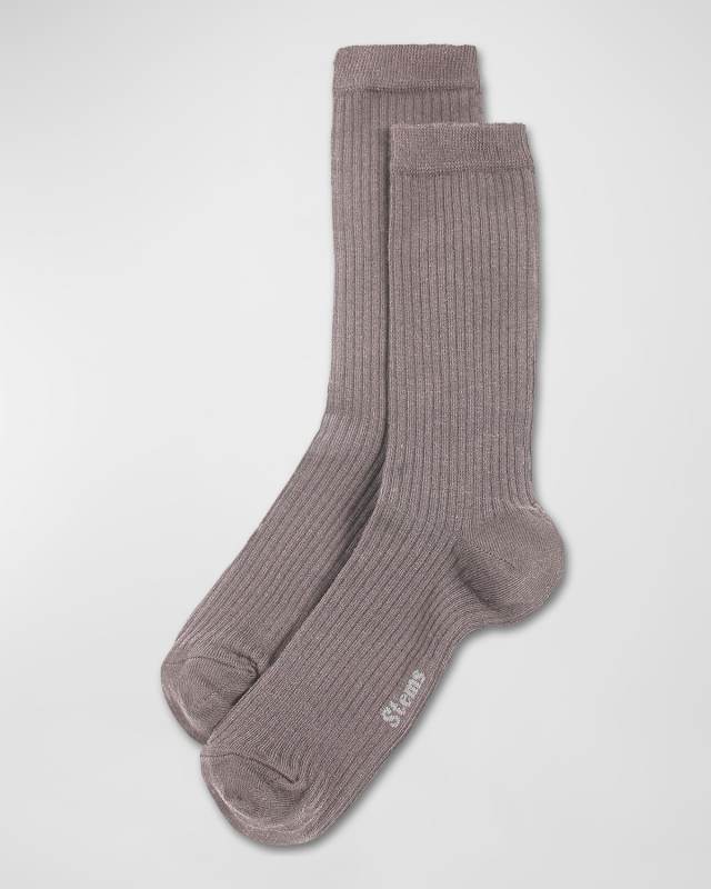 Ribbed Cashmere-Blend Crew Socks