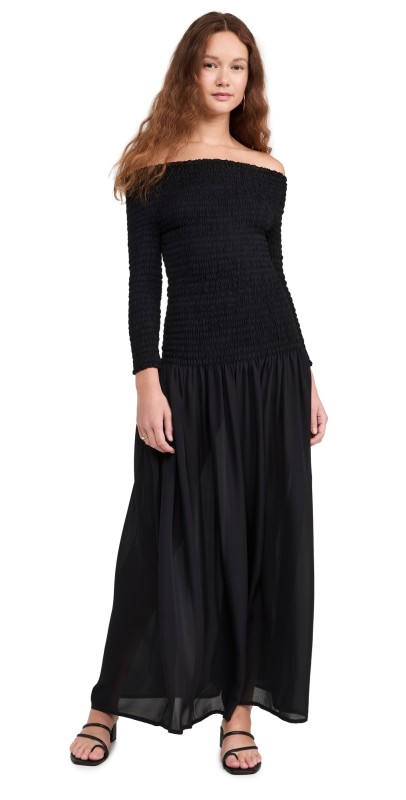 FAITHFULL THE BRAND Amandine Silk Maxi Dress Black